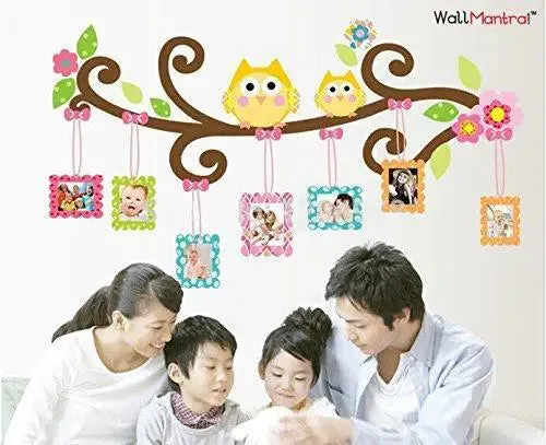 Family Photo Frame With Owls Wall Sticker