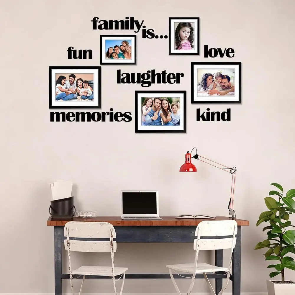 Family Quote Wall Sticker with Picture Photo Frame Collage Set of 5