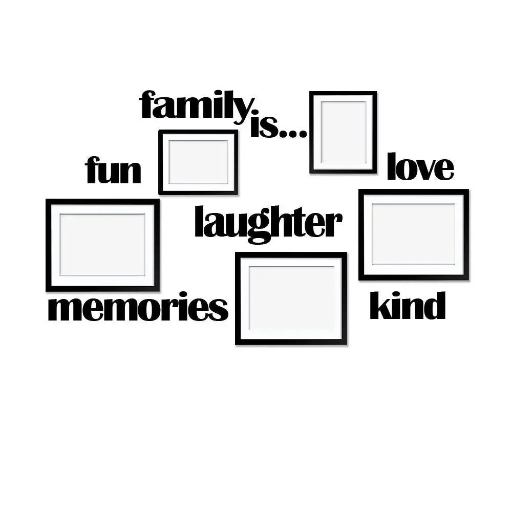 Family Quote Wall Sticker with Picture Photo Frame Collage Set of 5