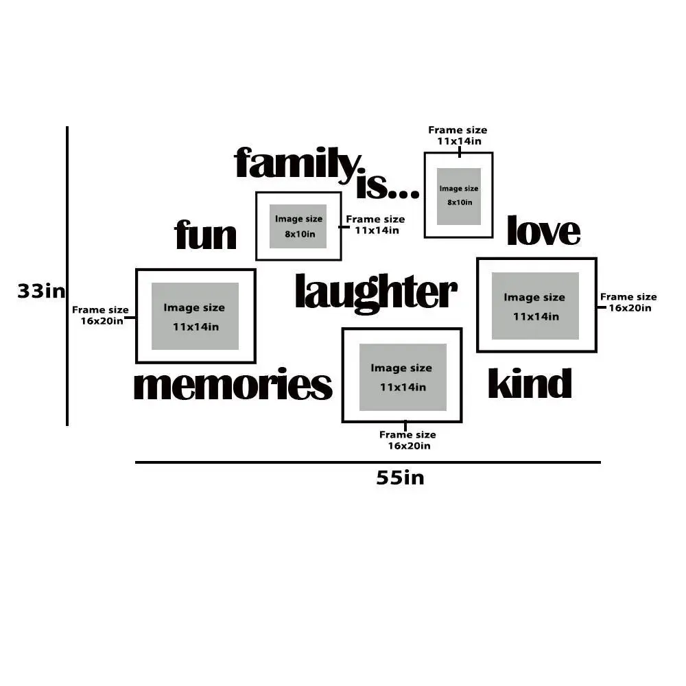 Family Quote Wall Sticker with Picture Photo Frame Collage Set of 5