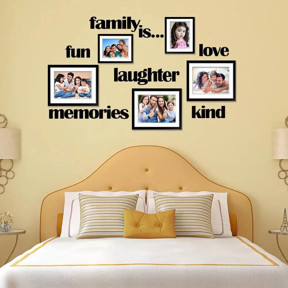 Family Quote Wall Sticker with Picture Photo Frame Collage Set of 5