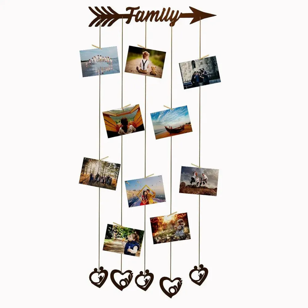 Family' Wood Photo Frame With Clips