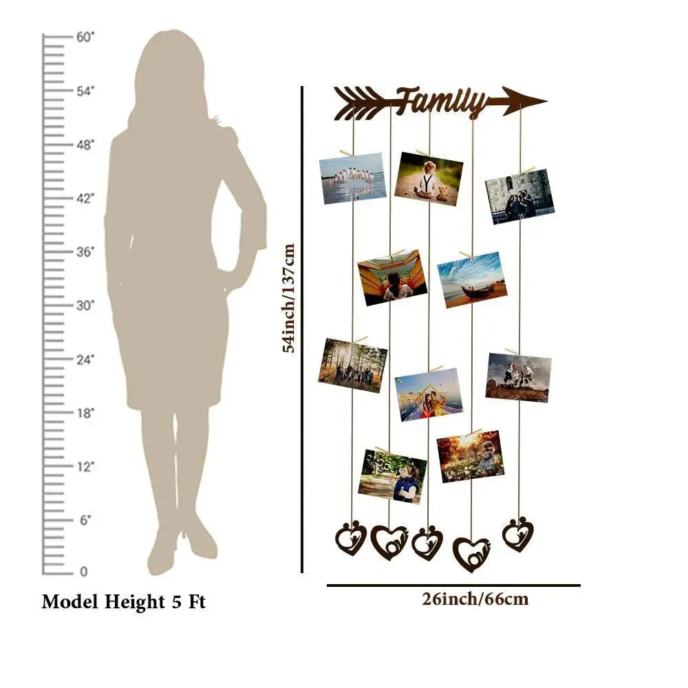 Family' Wood Photo Frame With Clips