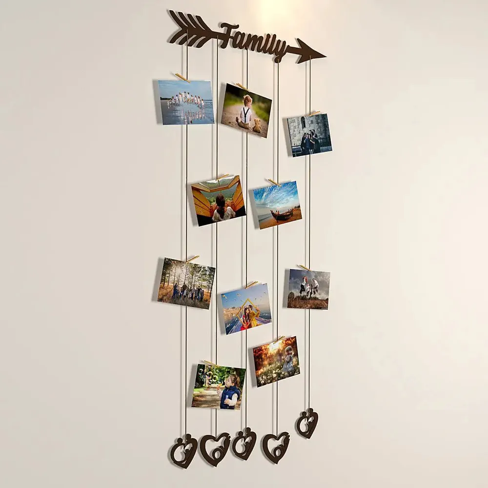 Family' Wood Photo Frame With Clips