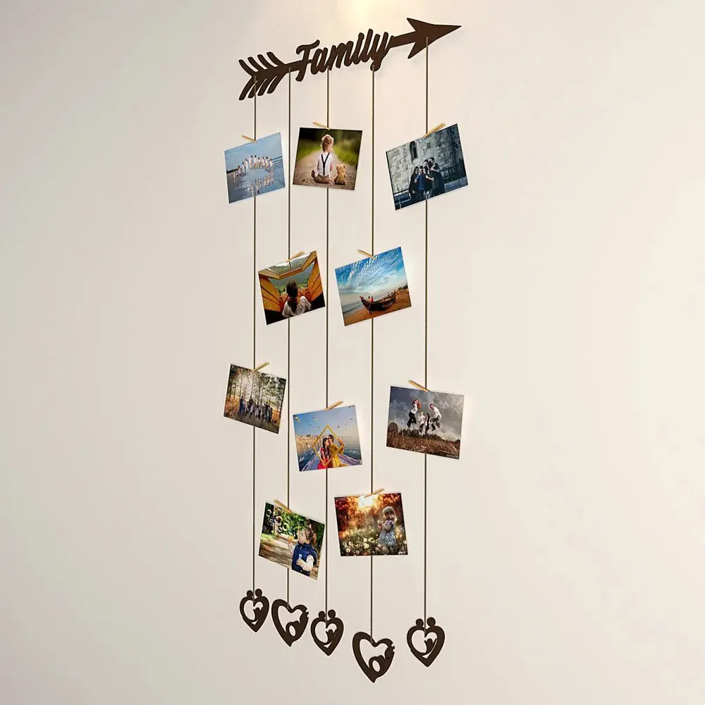Family' Wood Photo Frame With Clips