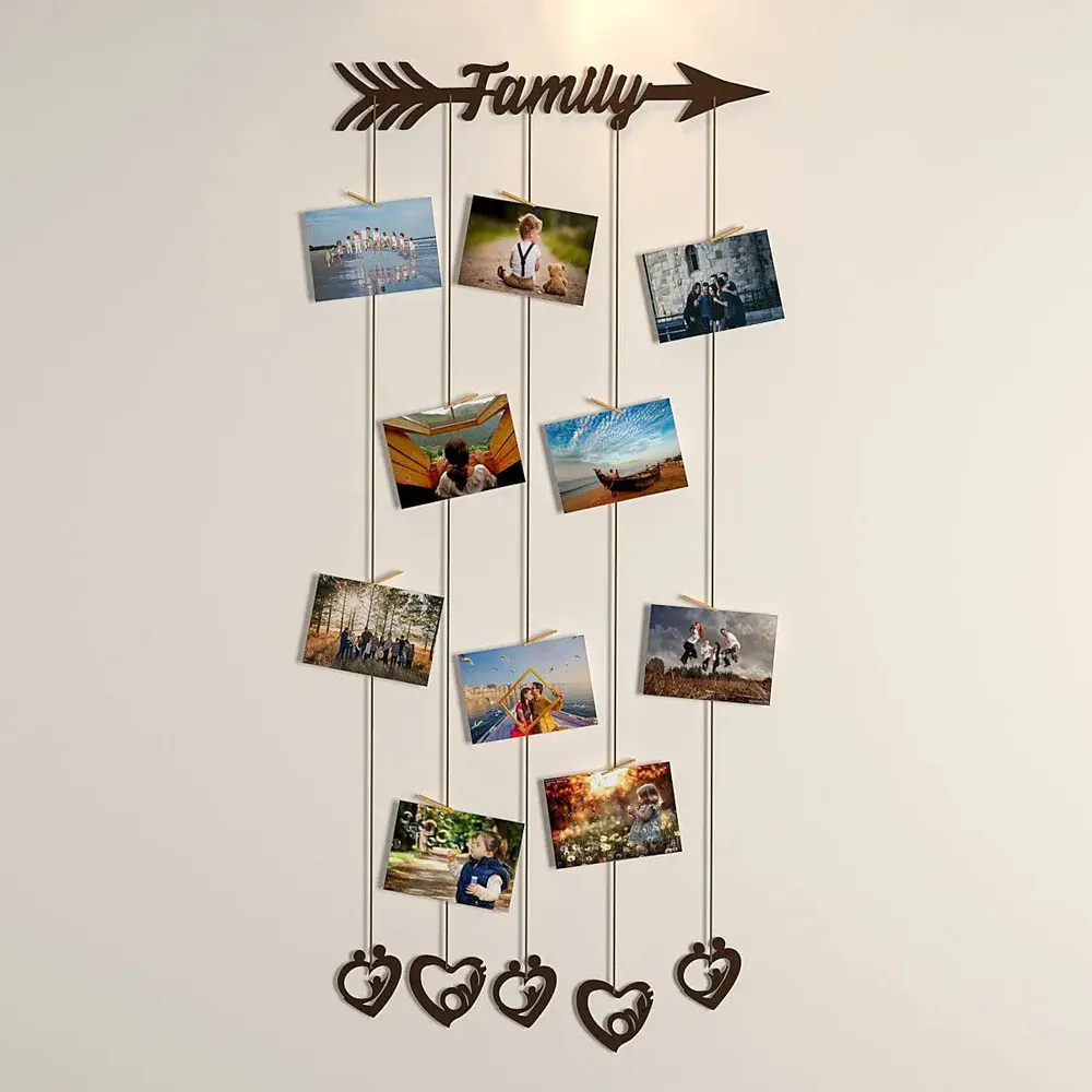 Family' Wood Photo Frame With Clips
