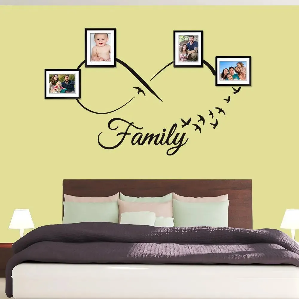 Family Word Art Wall Sticker with Picture Photo Frame Collage Set of 4