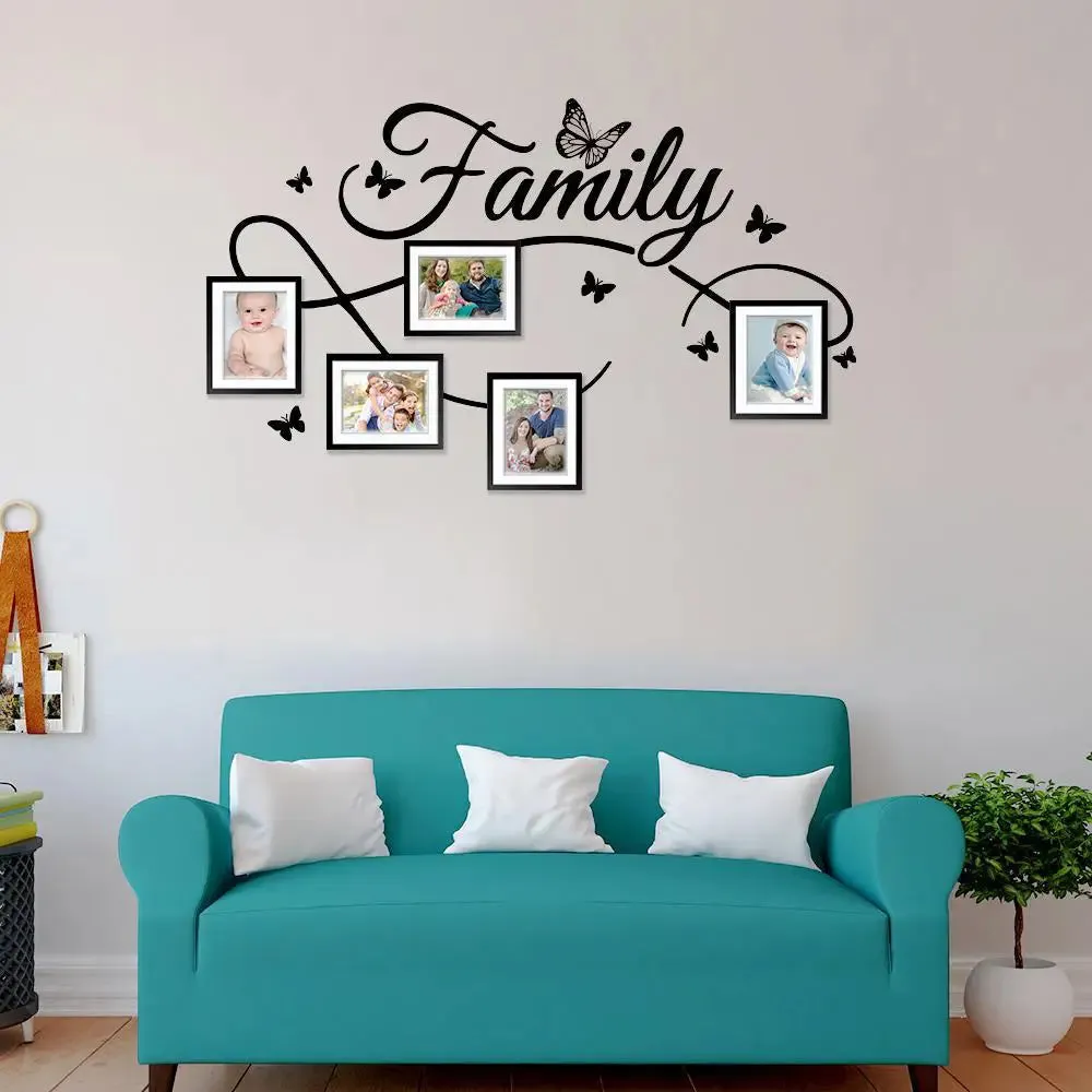Family Word Wall Sticker with Picture Photo Frame Collage Set of 5