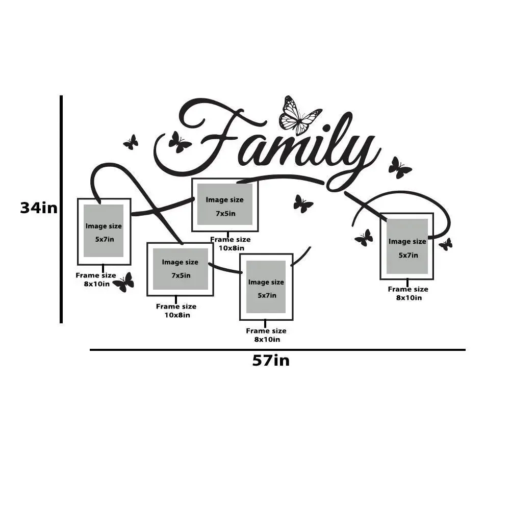 Family Word Wall Sticker with Picture Photo Frame Collage Set of 5