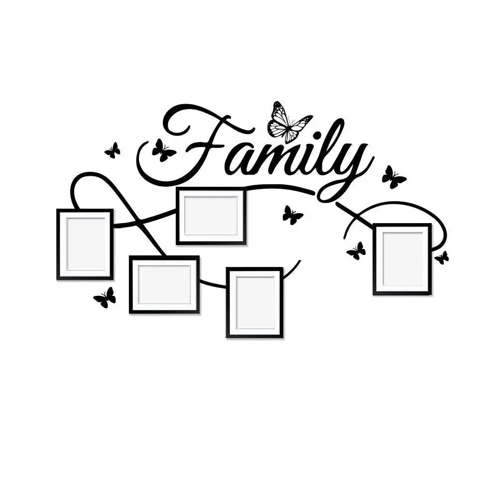 Family Word Wall Sticker with Picture Photo Frame Collage Set of 5