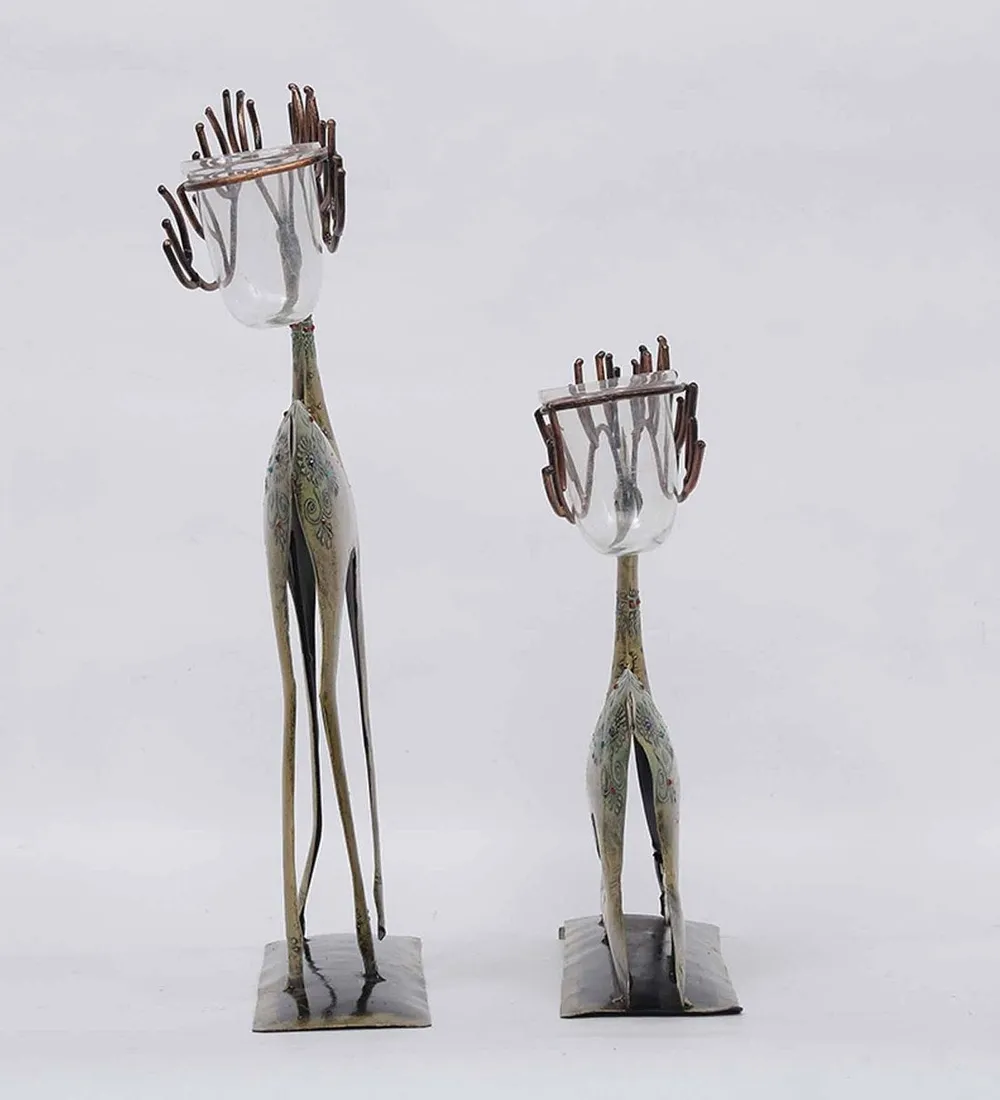 Fantasy Deer Metal Animal Figurine / Showpiece Set Of 2
