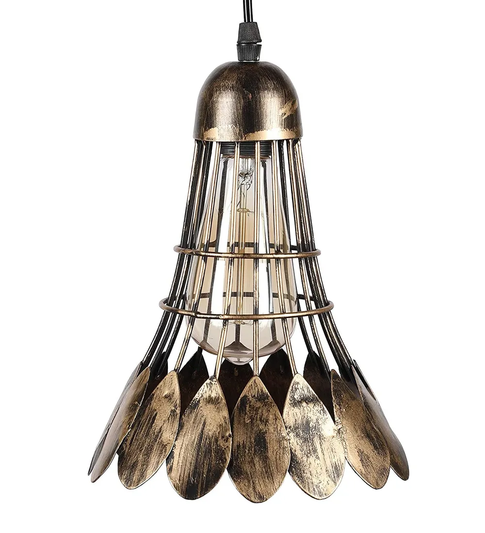 Feather Designer Gold Finish Chandelier