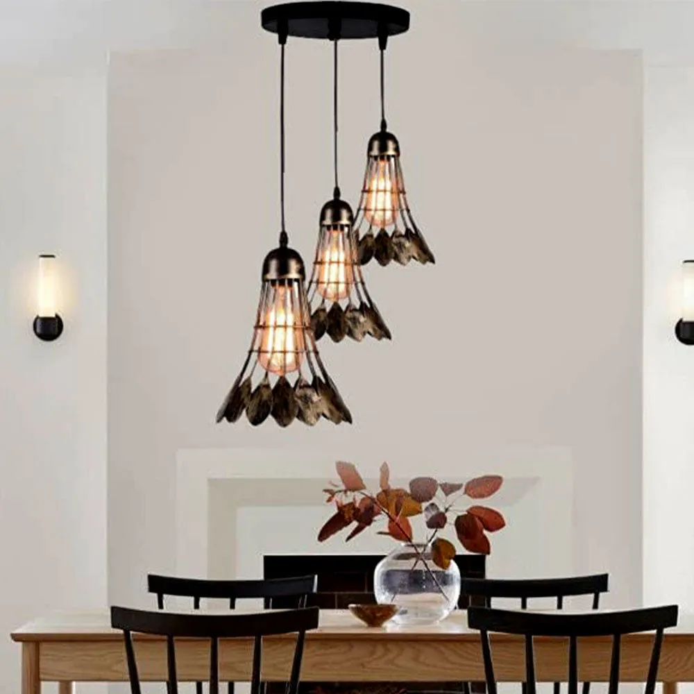 Feather Designer Gold Finish Chandelier