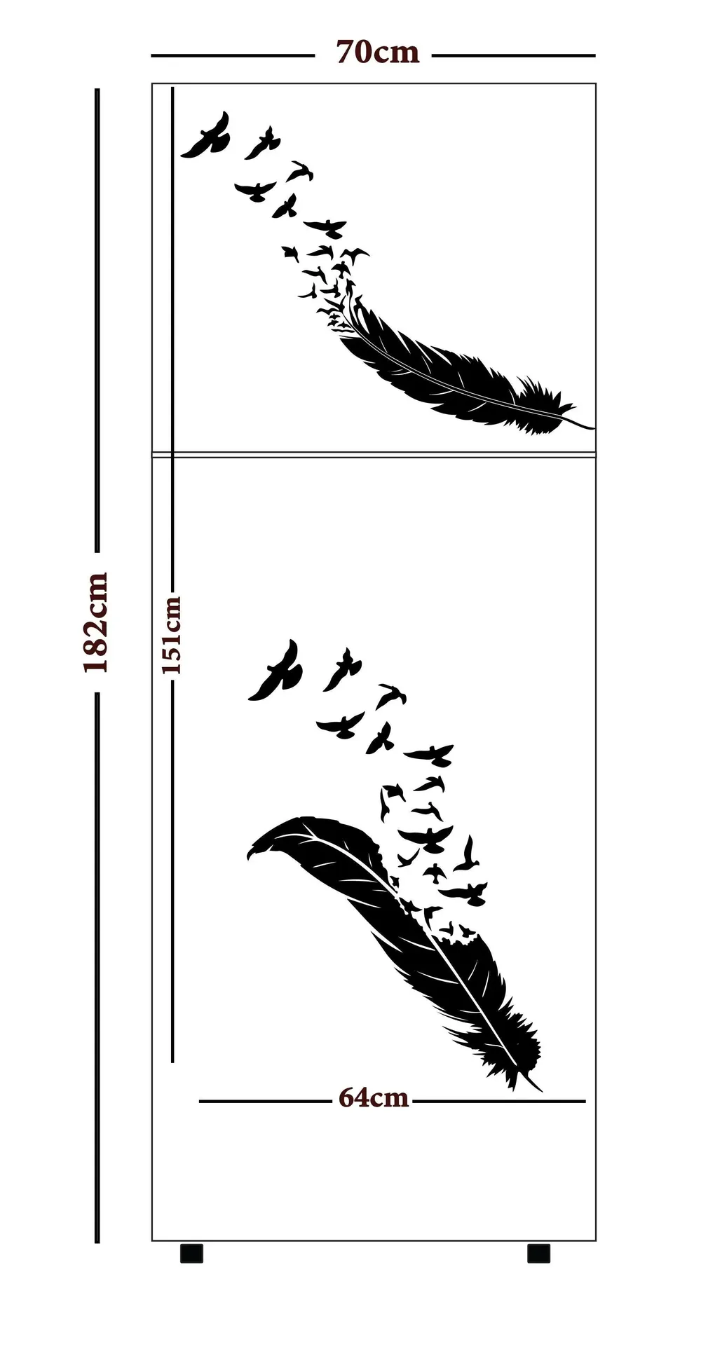 Feather With Birds Kitchen Fridge Sticker