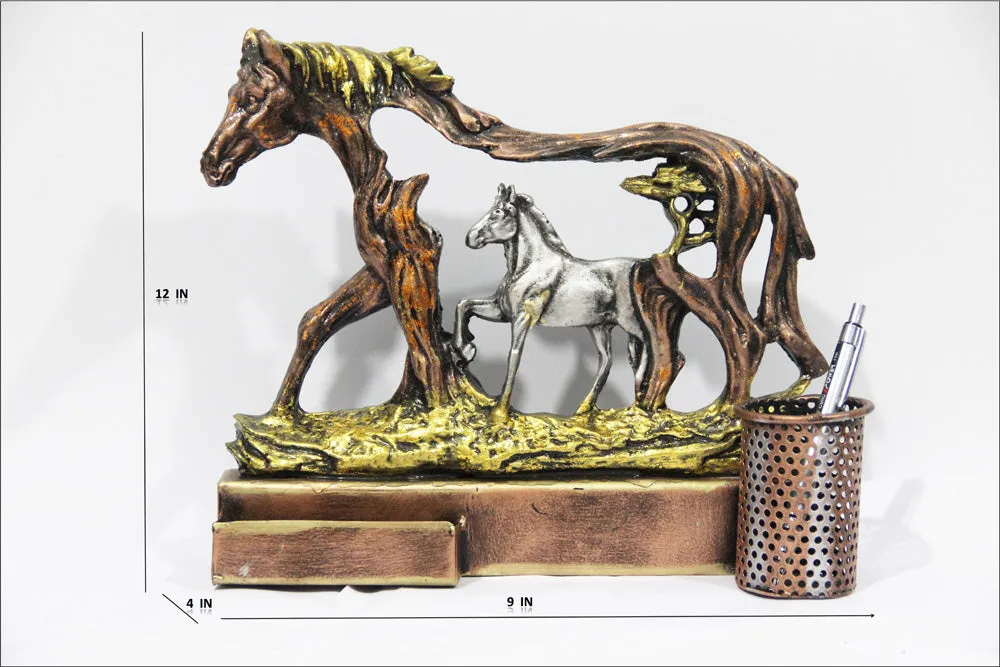 Feng Shui Mother & Baby Horse Pen Holder Table Decor Single Piece