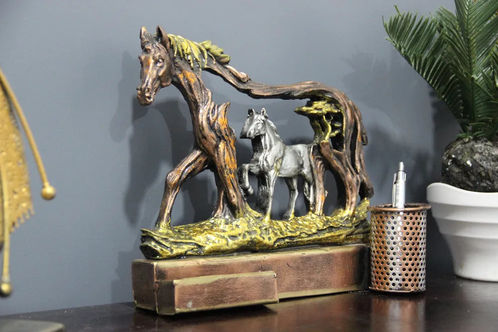Feng Shui Mother & Baby Horse Pen Holder Table Decor Single Piece