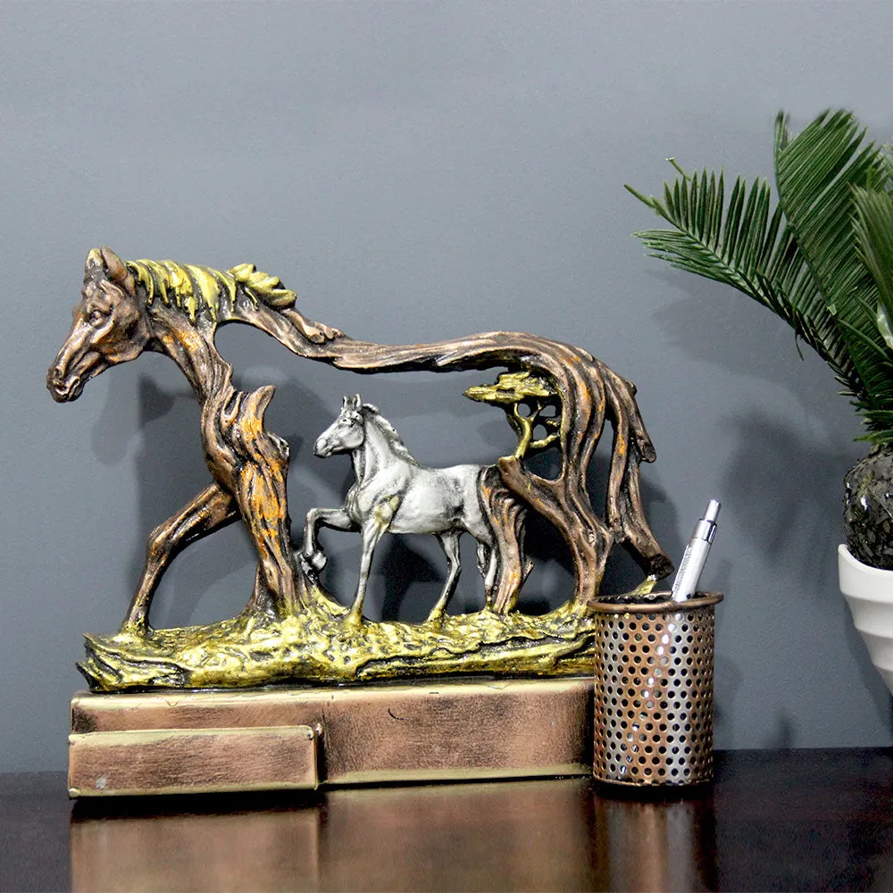 Feng Shui Mother & Baby Horse Pen Holder Table Decor Single Piece