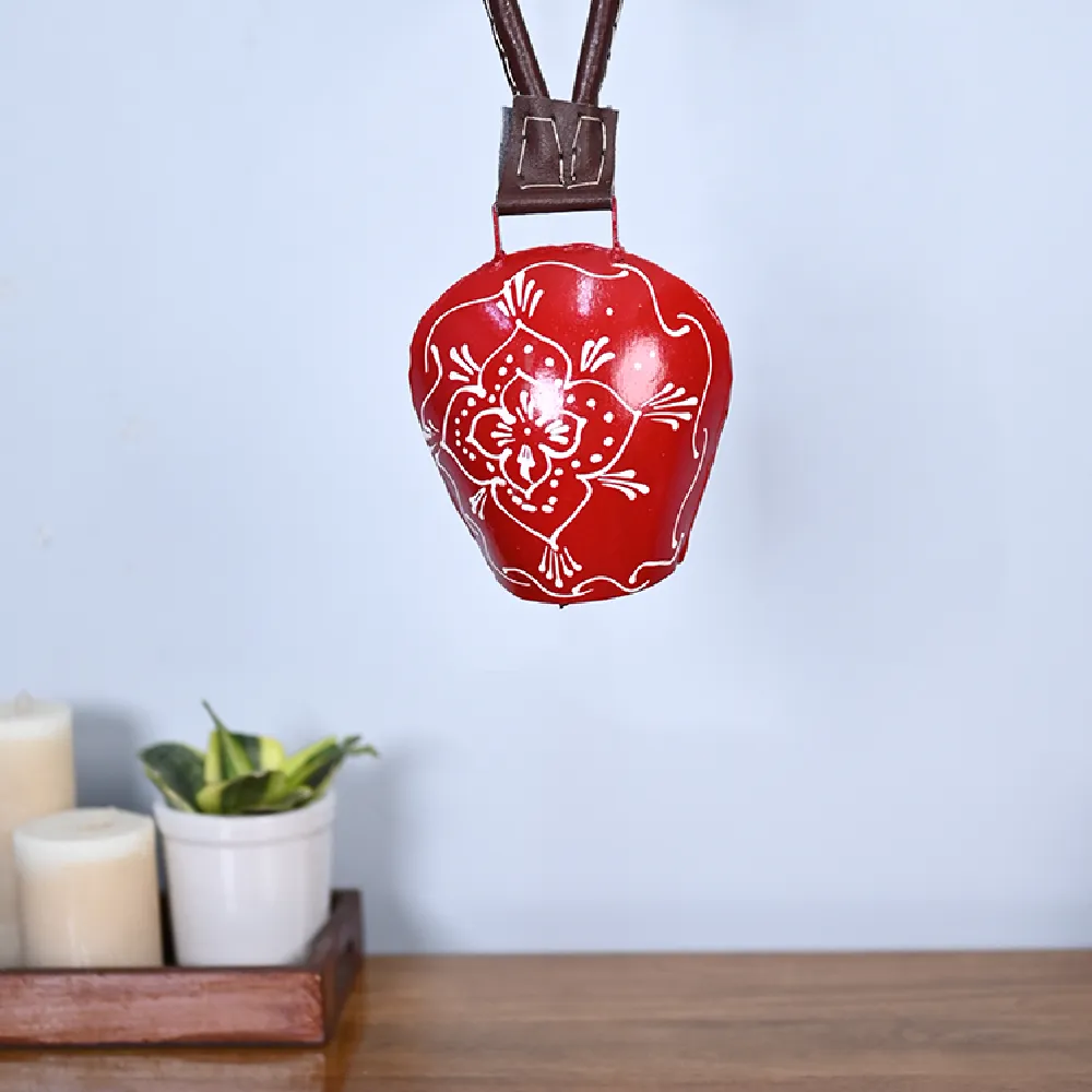 Feng-Shui Rustic Vintage Handmade Red Main Door Bell Set Of 1