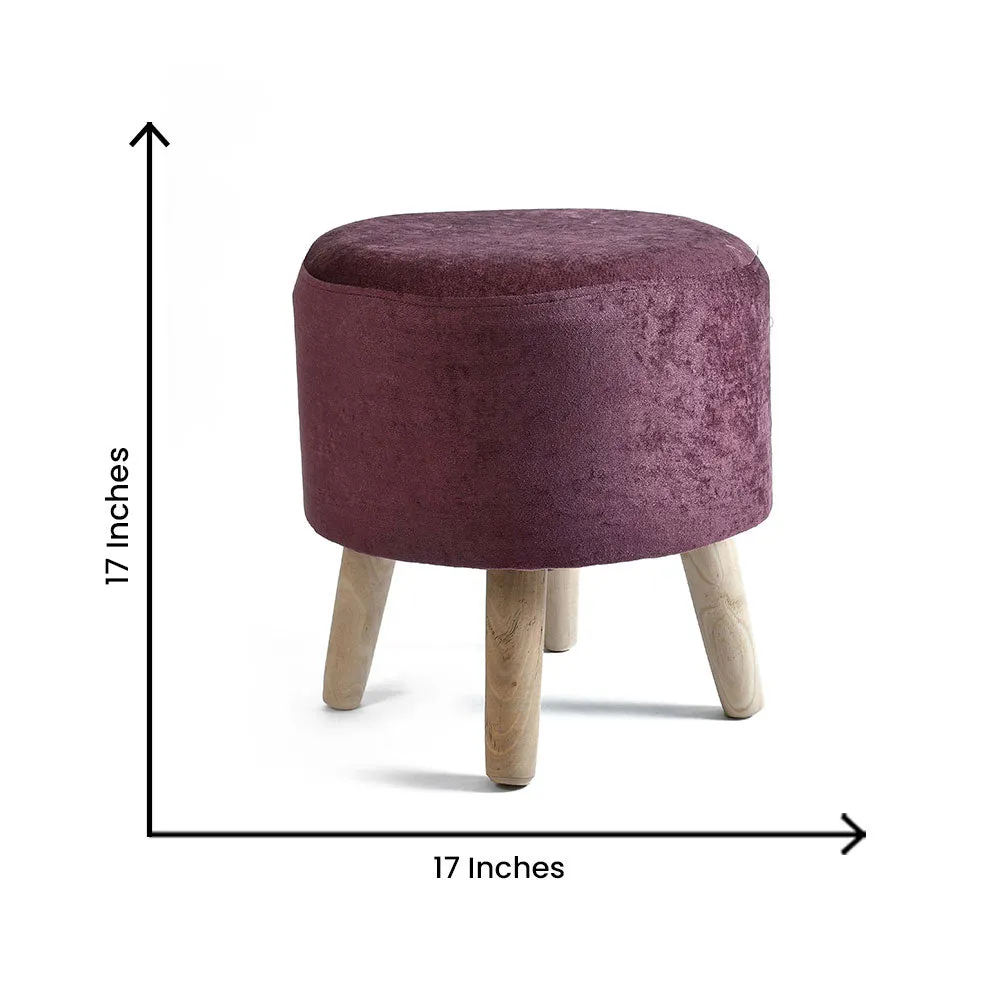 Fervent Fuchsia Solid Wooden Pouffe Stool Single Piece