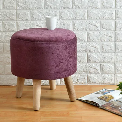 Fervent Fuchsia Solid Wooden Pouffe Stool