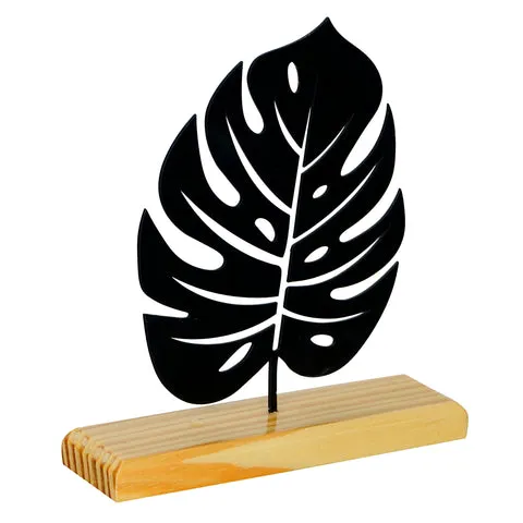Fillable Monstera Leaf Craved Metal Table Accent