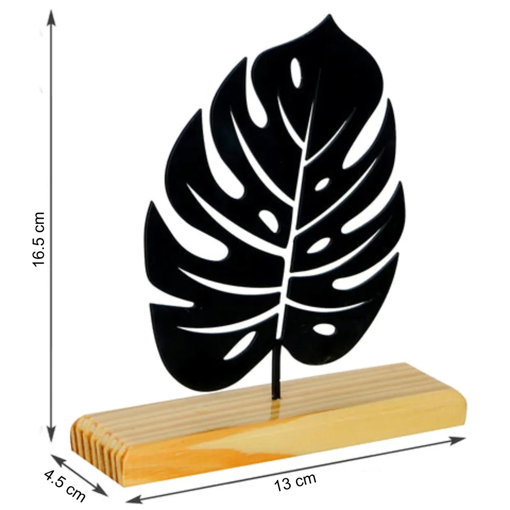 Fillable Monstera Leaf Craved Metal Table Accent