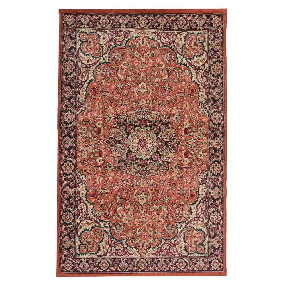 Fine Artistry Traditional Designer Orange Polyproplene Area Carpet 3X5ft