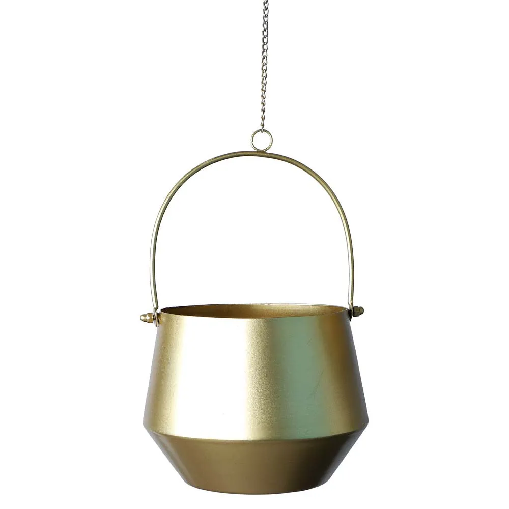 Fine Golden Finish Hanging Metal Planters Set Of 2