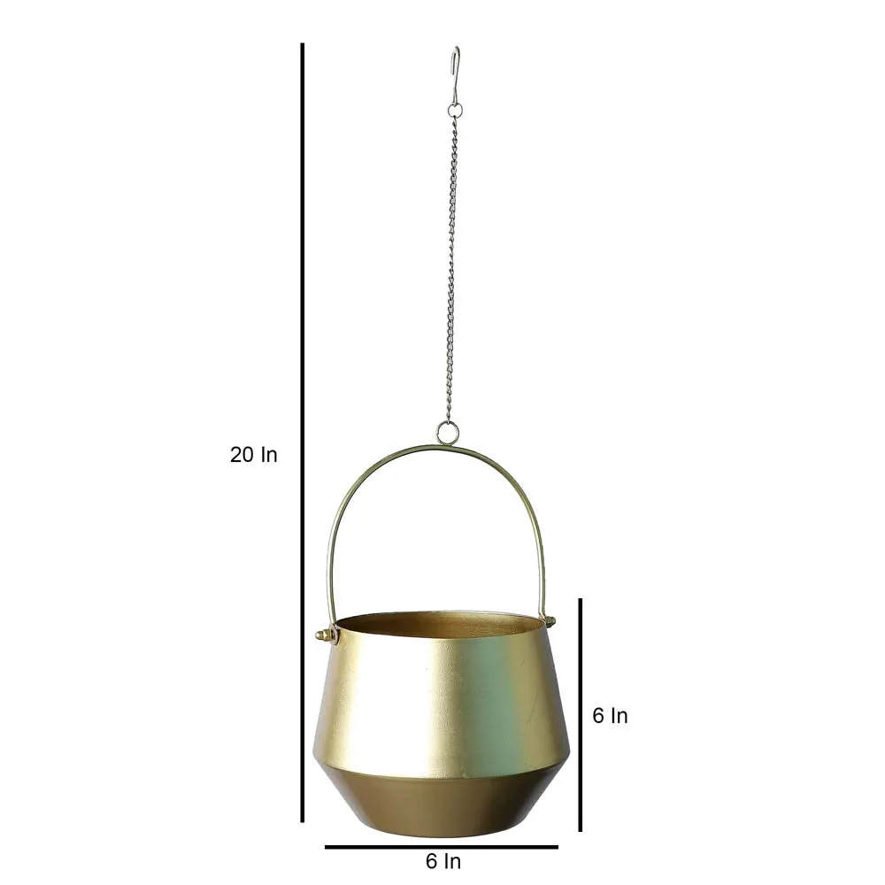 Fine Golden Finish Hanging Metal Planters Set Of 2
