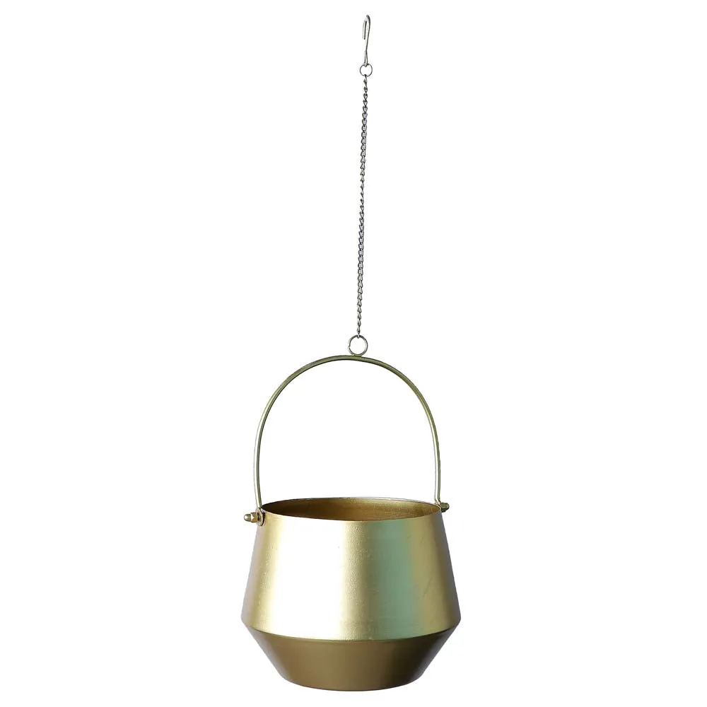 Fine Golden Finish Hanging Metal Planters Set Of 2