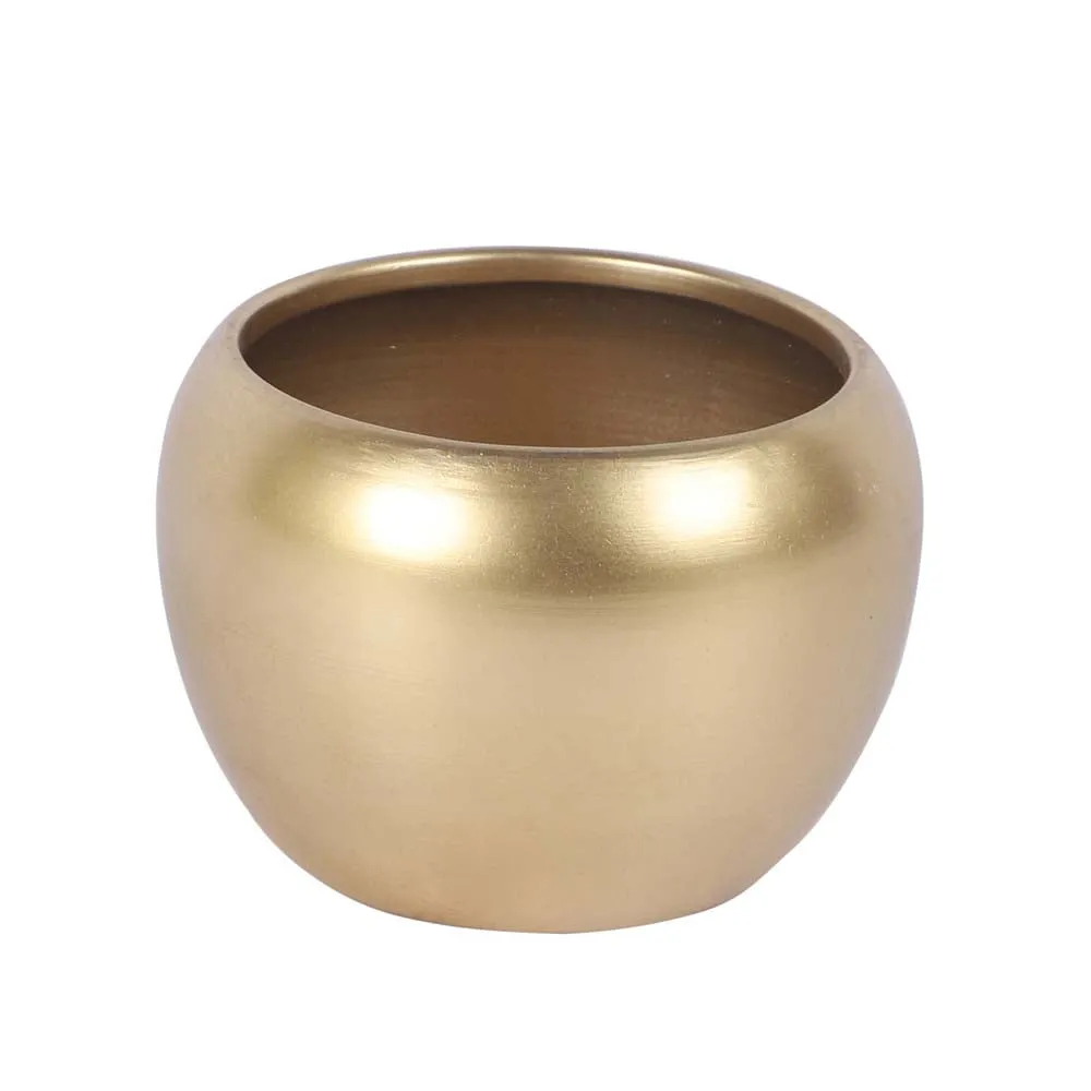 Fine Golden Finished Table Top Metal Planters Set Of 3