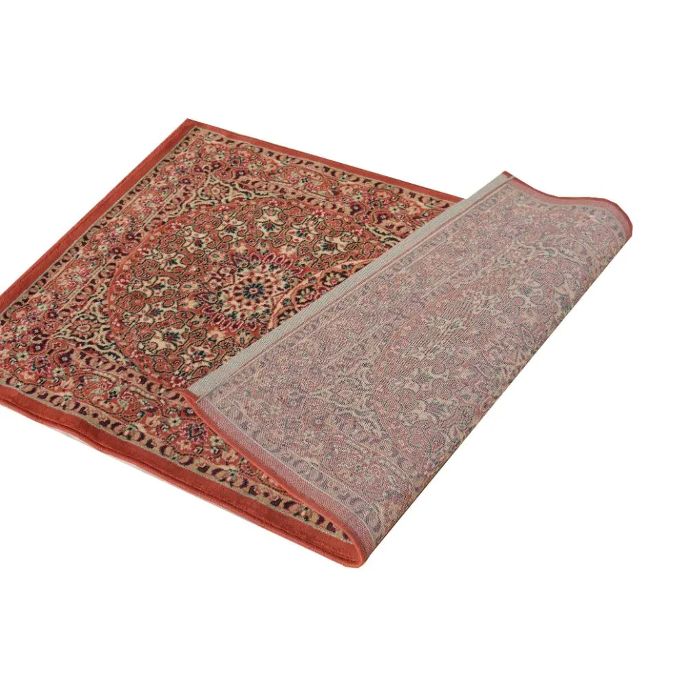 Finely Detailed Traditional Designer Orange Polyproplene Area Carpet 3X5ft