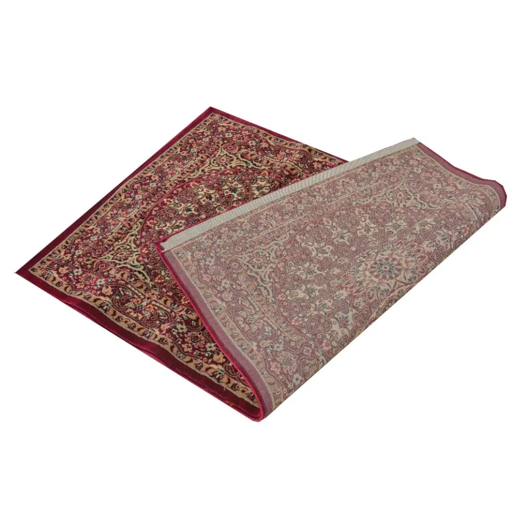 Finely Detailed Traditional Designer Red Polyproplene Area Carpet 3X5ft