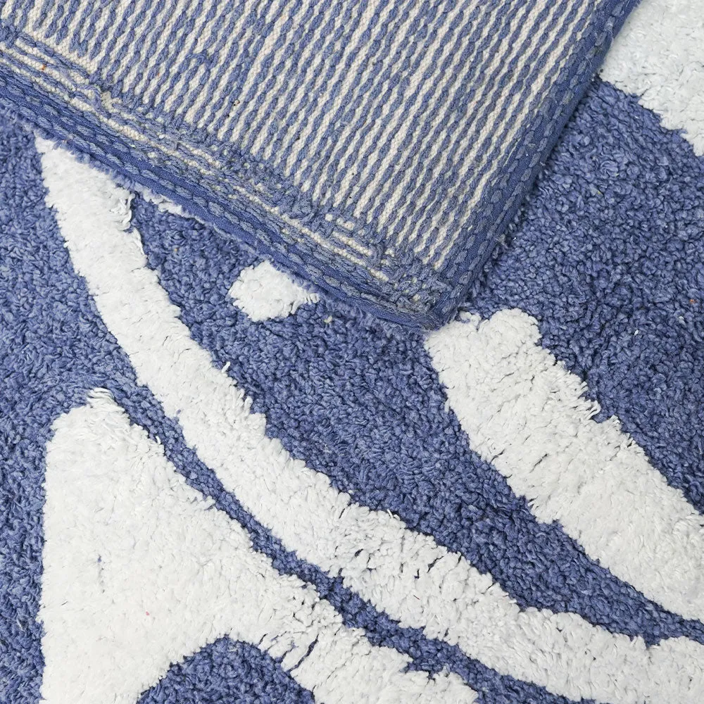 Fish Animated High Absorbent Blue Kids Bathmat