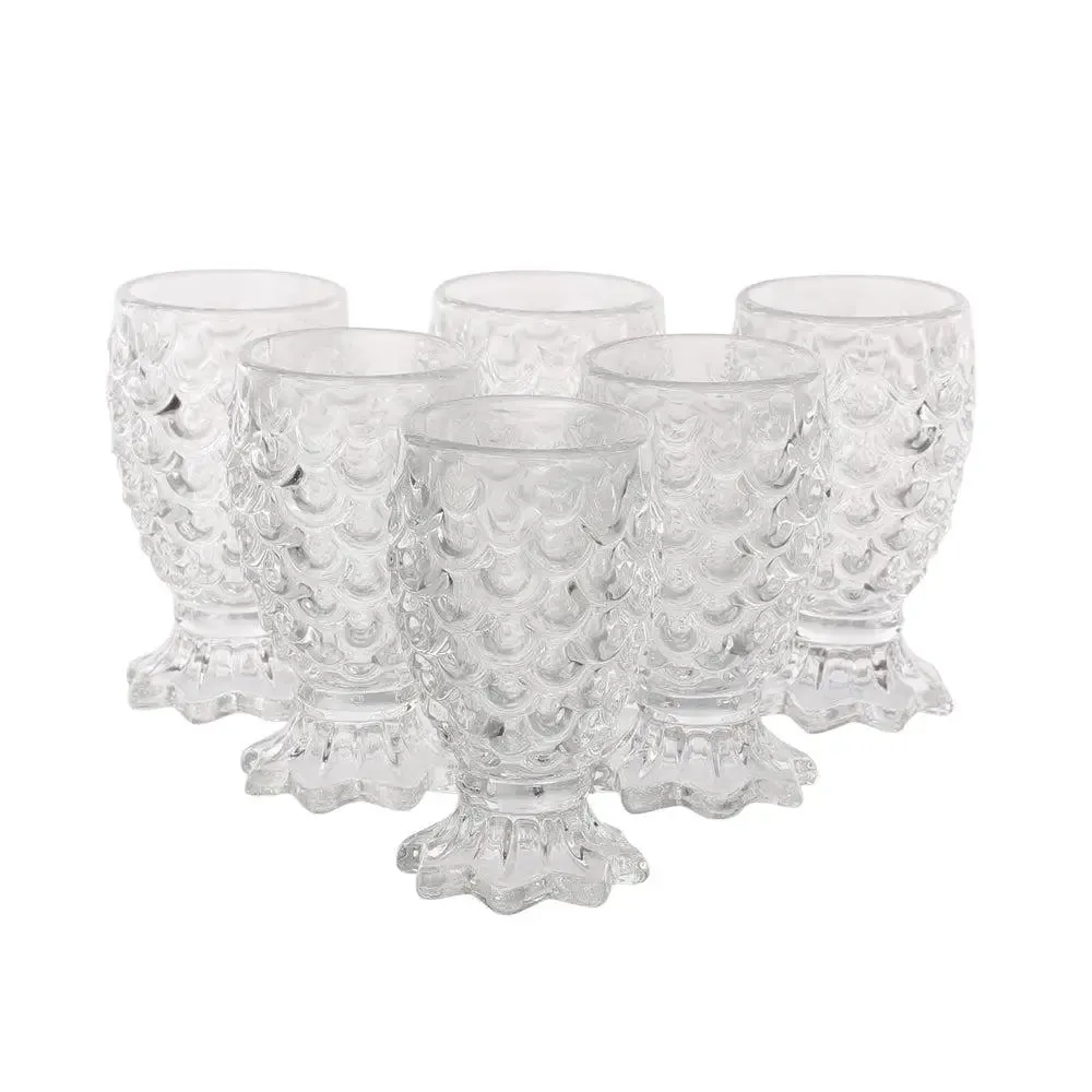 Fish Scales Textured Glass Vodka Glass Set Of 6
