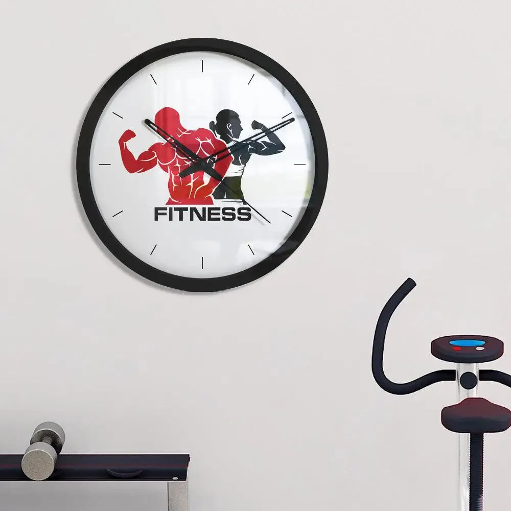 Fitness Freak Wall Clock for Gym Wall Decor- Black Frame
