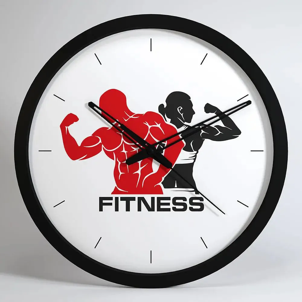 Fitness Freak Wall Clock for Gym Wall Decor- Black Frame