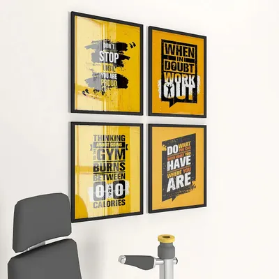 fitness goals Gym Quote  Set of 4 frames with Break Resistant Clear Acrylic Glass