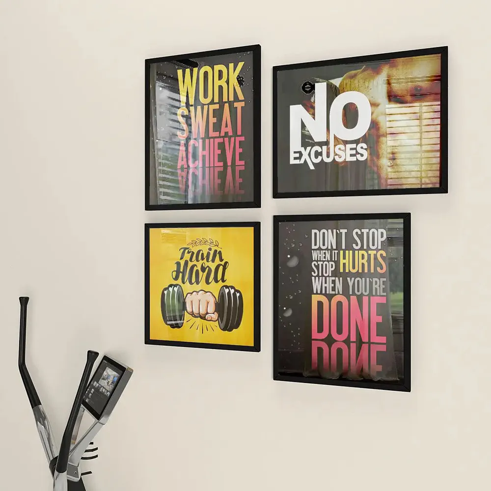 fitness motivation Gym Frames Set of 4 with Break Resistant Clear Acrylic Glass