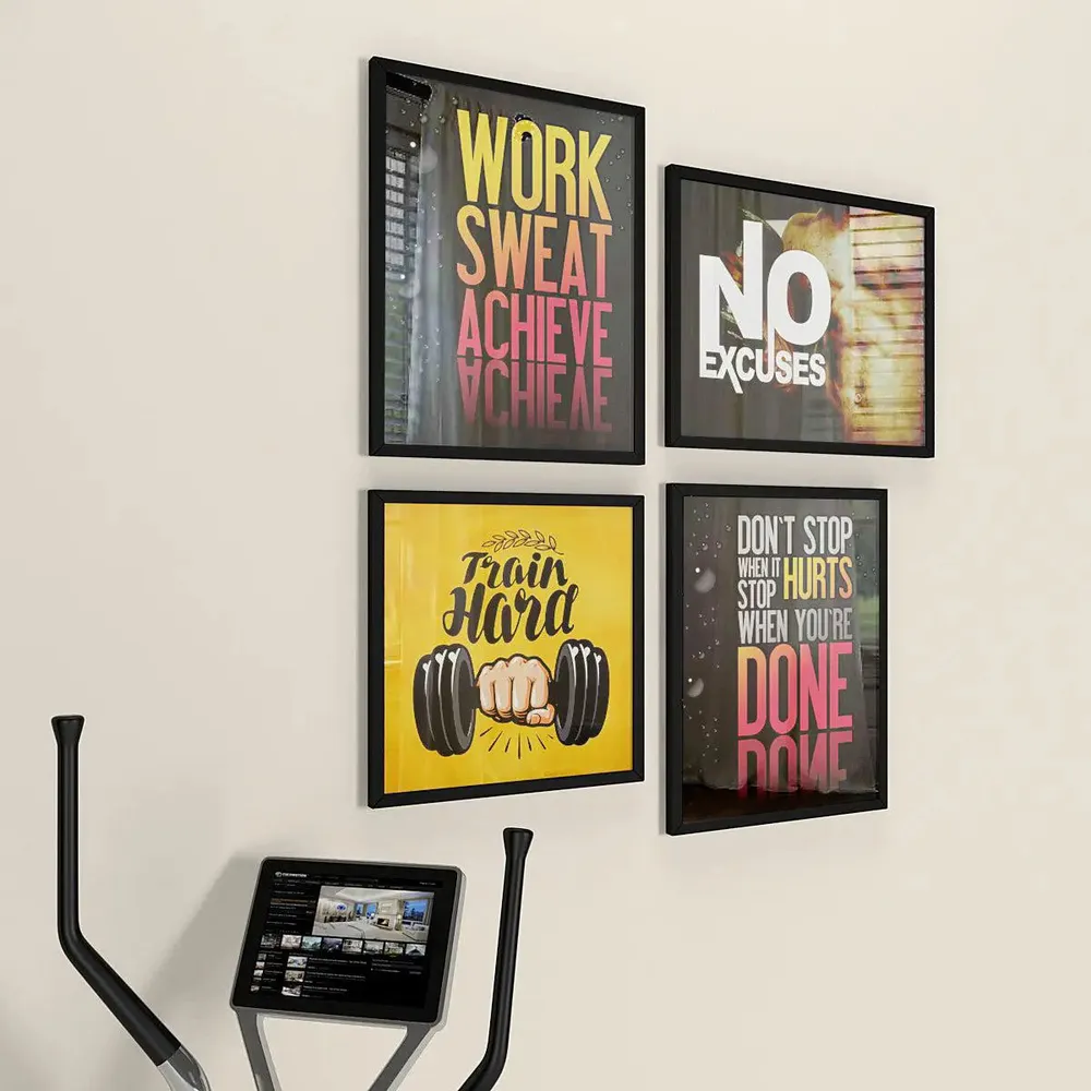 fitness motivation Gym Frames Set of 4 with Break Resistant Clear Acrylic Glass