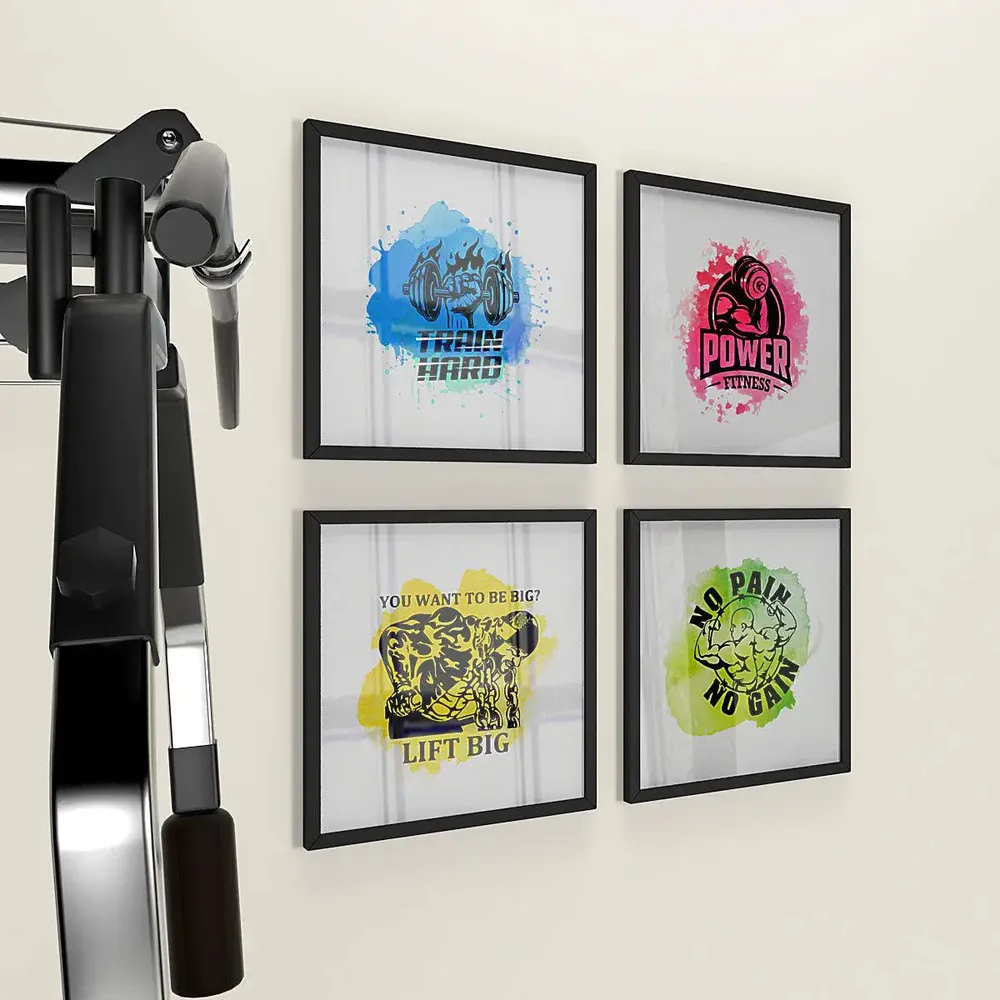 Fitness Motivation Gym Quotes Set of 4 frames with Break Resistant Clear Acrylic Glass