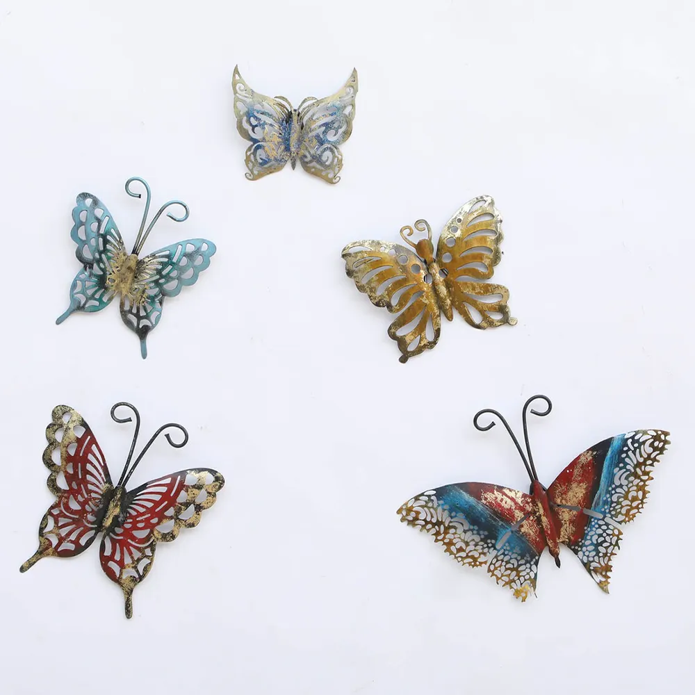 Five Gleeful Forest Butterflies Metal Wall Art