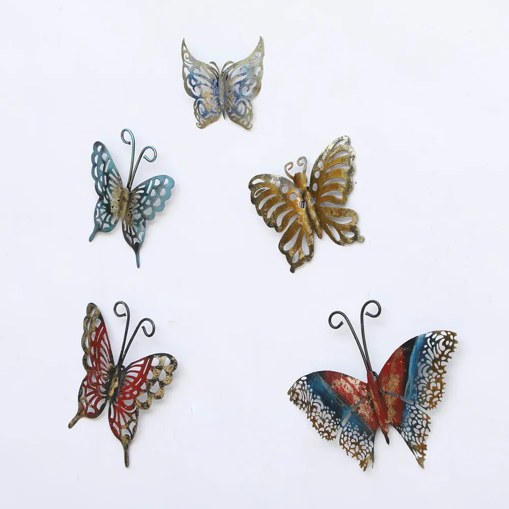 Five Gleeful Forest Butterflies Metal Wall Art