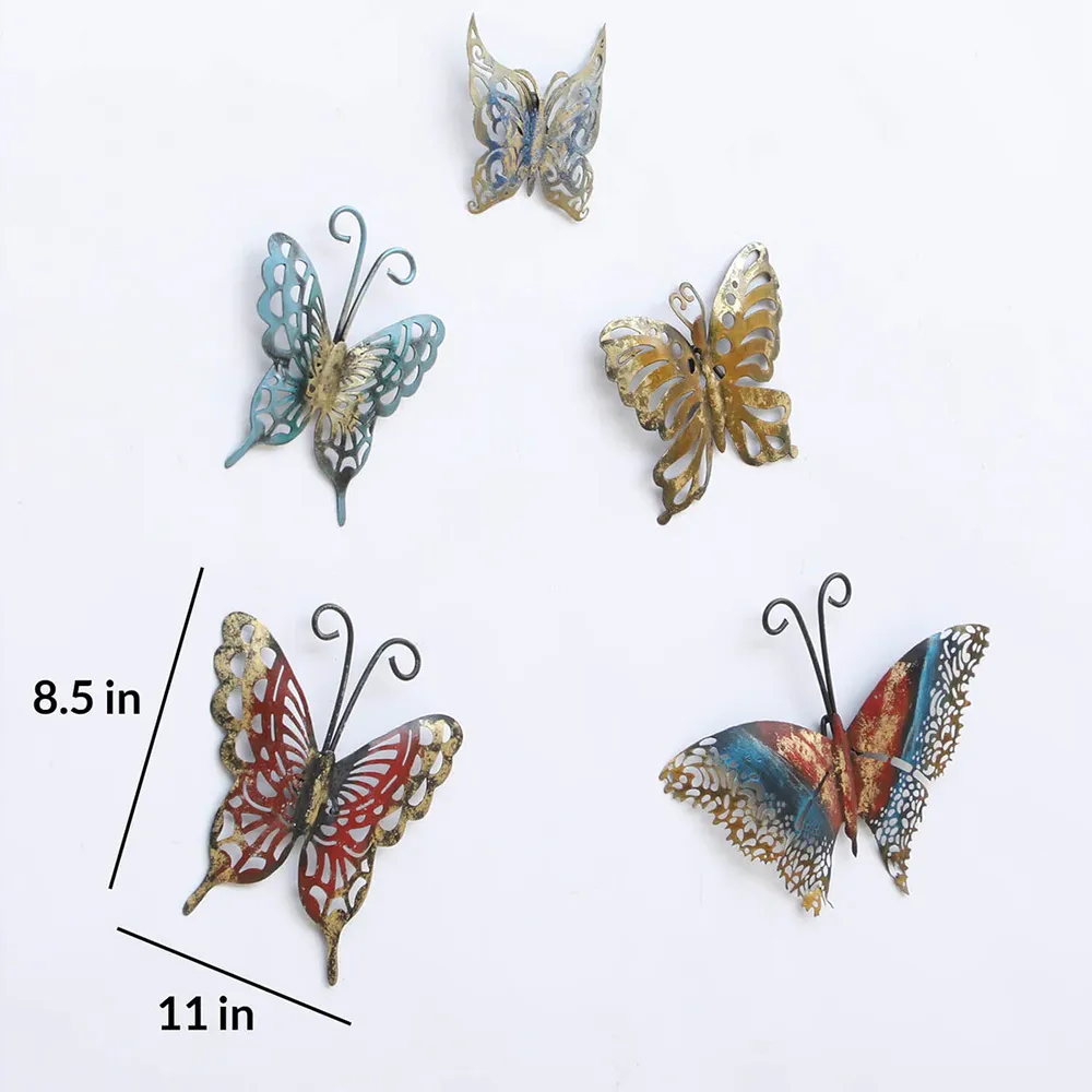 Five Gleeful Forest Butterflies Metal Wall Art