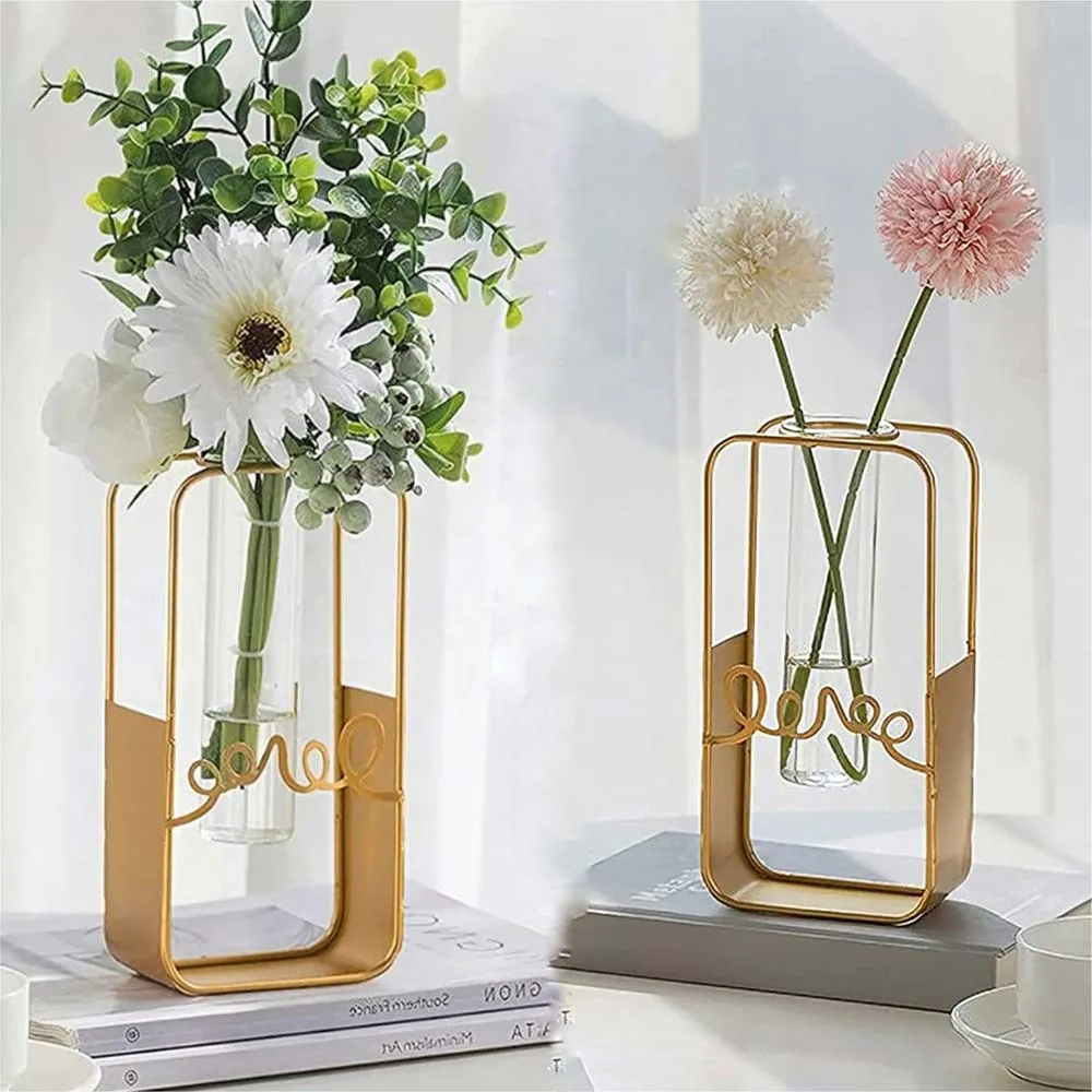 Flashing Squared Ferric Base Glass Vase