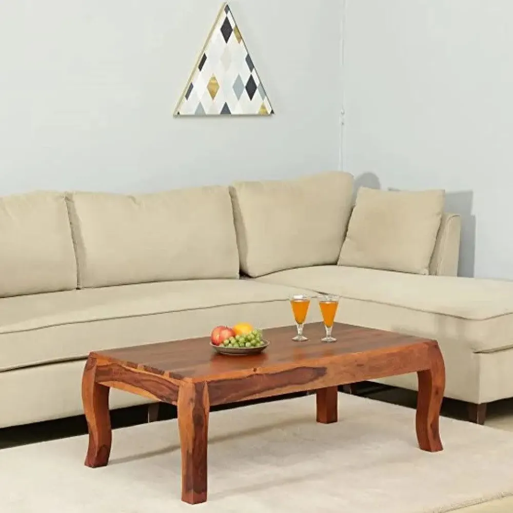 Flat Surface Traditional Style Sheesham Wood Center Table