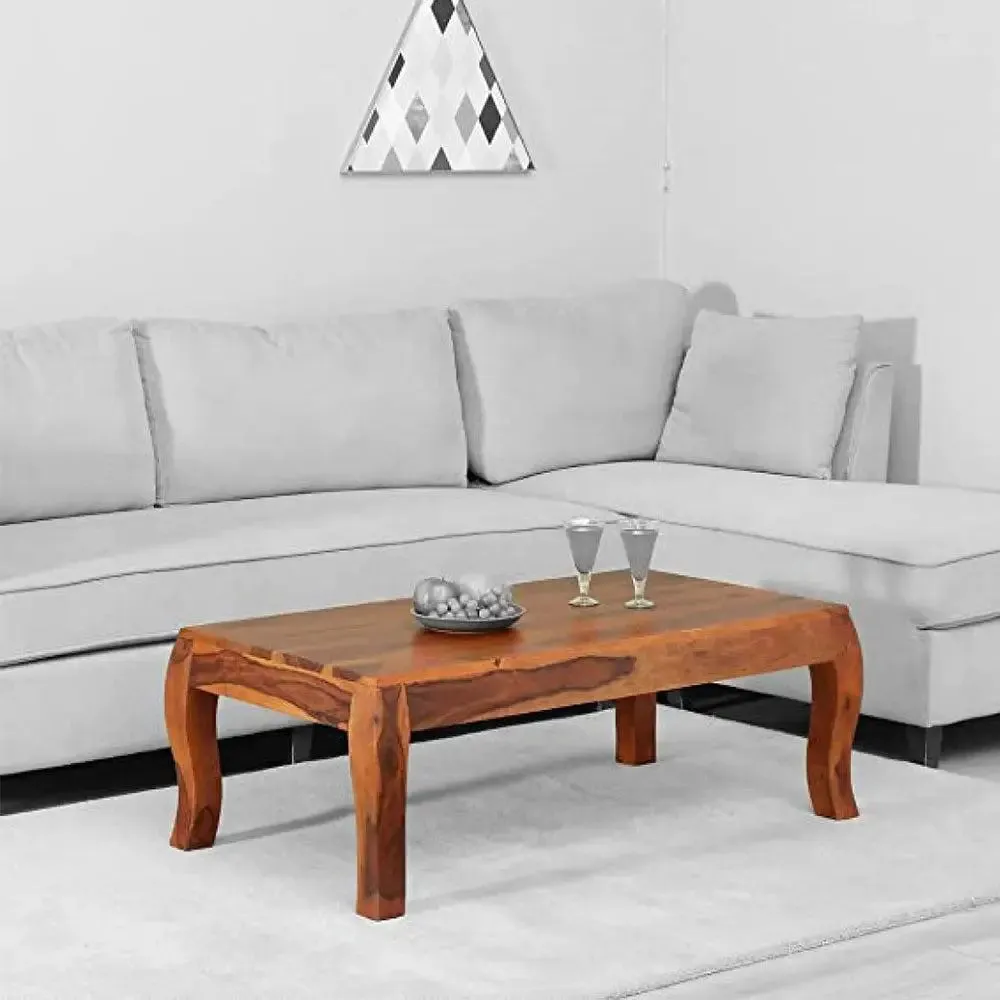 Flat Surface Traditional Style Sheesham Wood Center Table