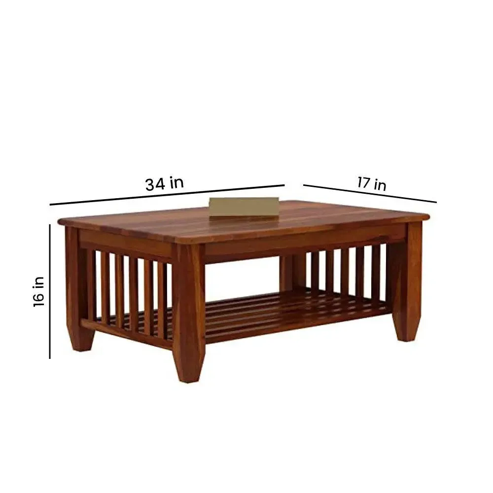 Flattened Base With Storage Support Sheesham Wood Center Table