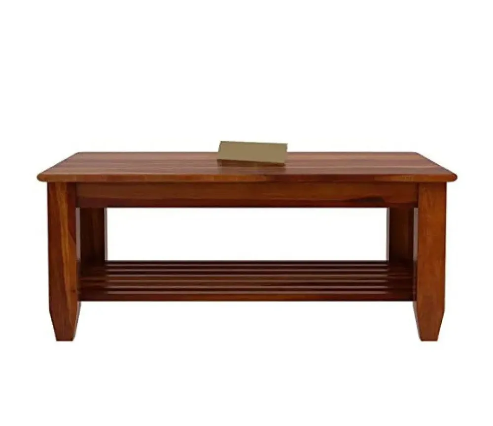 Flattened Base With Storage Support Sheesham Wood Center Table