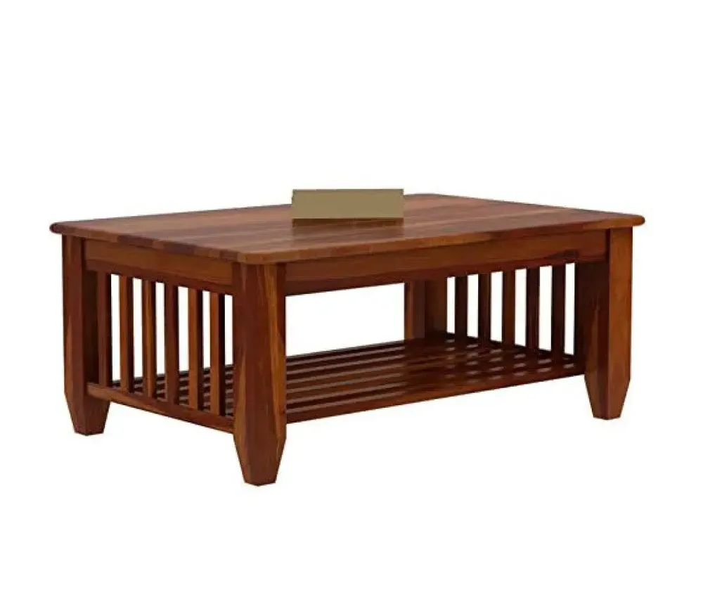 Flattened Base With Storage Support Sheesham Wood Center Table